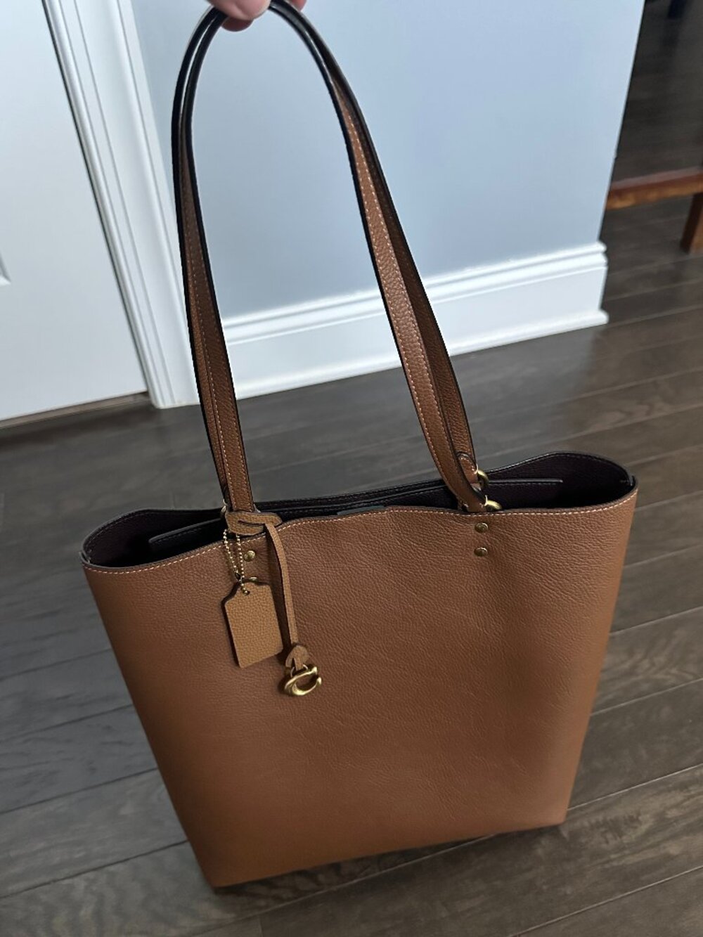 Coach Plaza Brown Pebble Polished Leather Tote/Shoulder Bag #A2080-88341 - Picture 12 of 13
